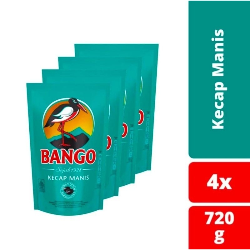 

[ Paket Isi 4 ] Bango Kecap Manis Kemasan Reffil 520ml/720g Isi 4pcs