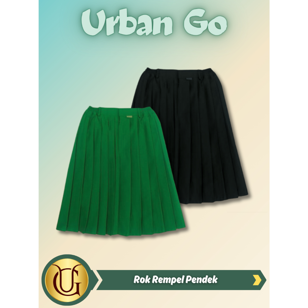 Rok Rempel Pendek Seragam Sekolah TK SD Hijau Hitam Bahan Drill Nagatex