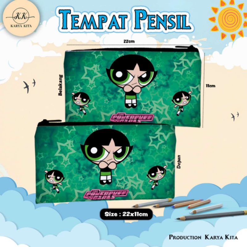 

tempat pensil/kotak pensil karakter anak POWER PUFF GIRL 05 bahan import kualitas premium
