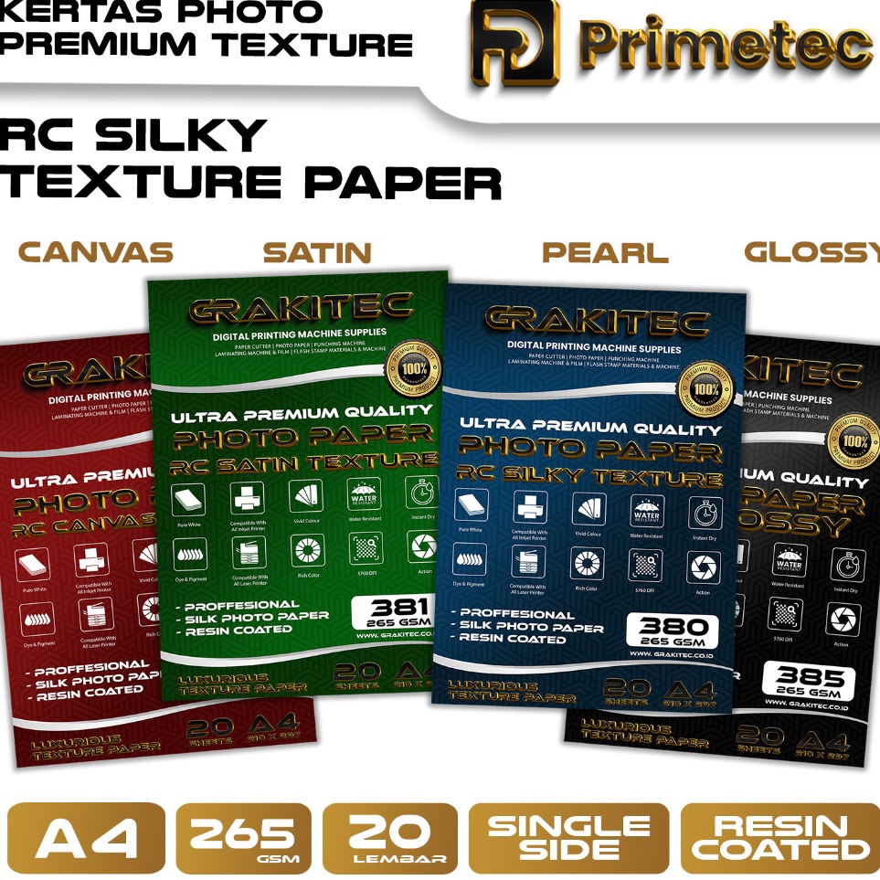 

Diskon Promo Kertas Foto Silky Texture A4 Professional Silky Glossy Photo Paper 265 A4 Motif Pearl Canvas Satin Luster Resin Coated Primetec F72