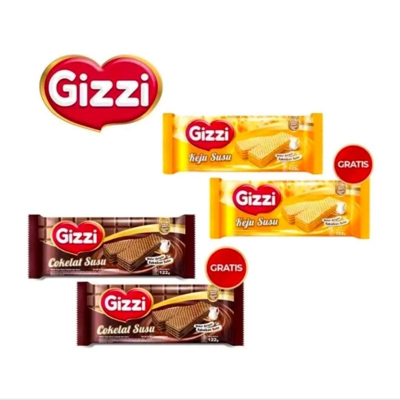 

• GIZZI WAFER COKLAT SUSU DAN KEJU SUSU 122gr BELI 1 GRATIS 1 •