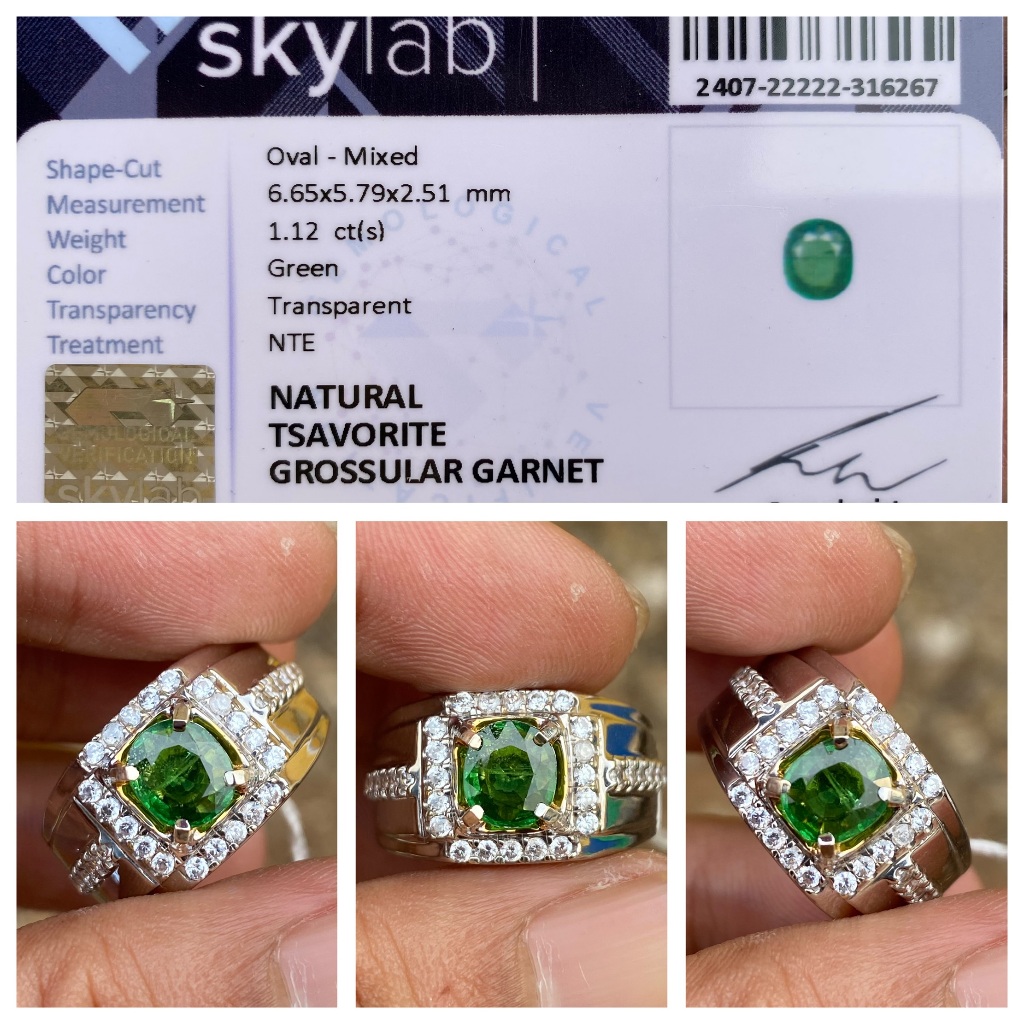 Natural 1.12ct green tsavorite garnet ring perak