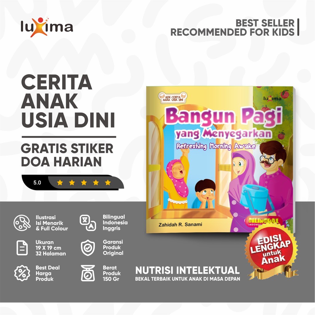 Bangun Pagi yang Menyegarkan - Seri Cerita Anak Usia Dini 1 / Buku Cerita Bergambar Bilingual dan Ba