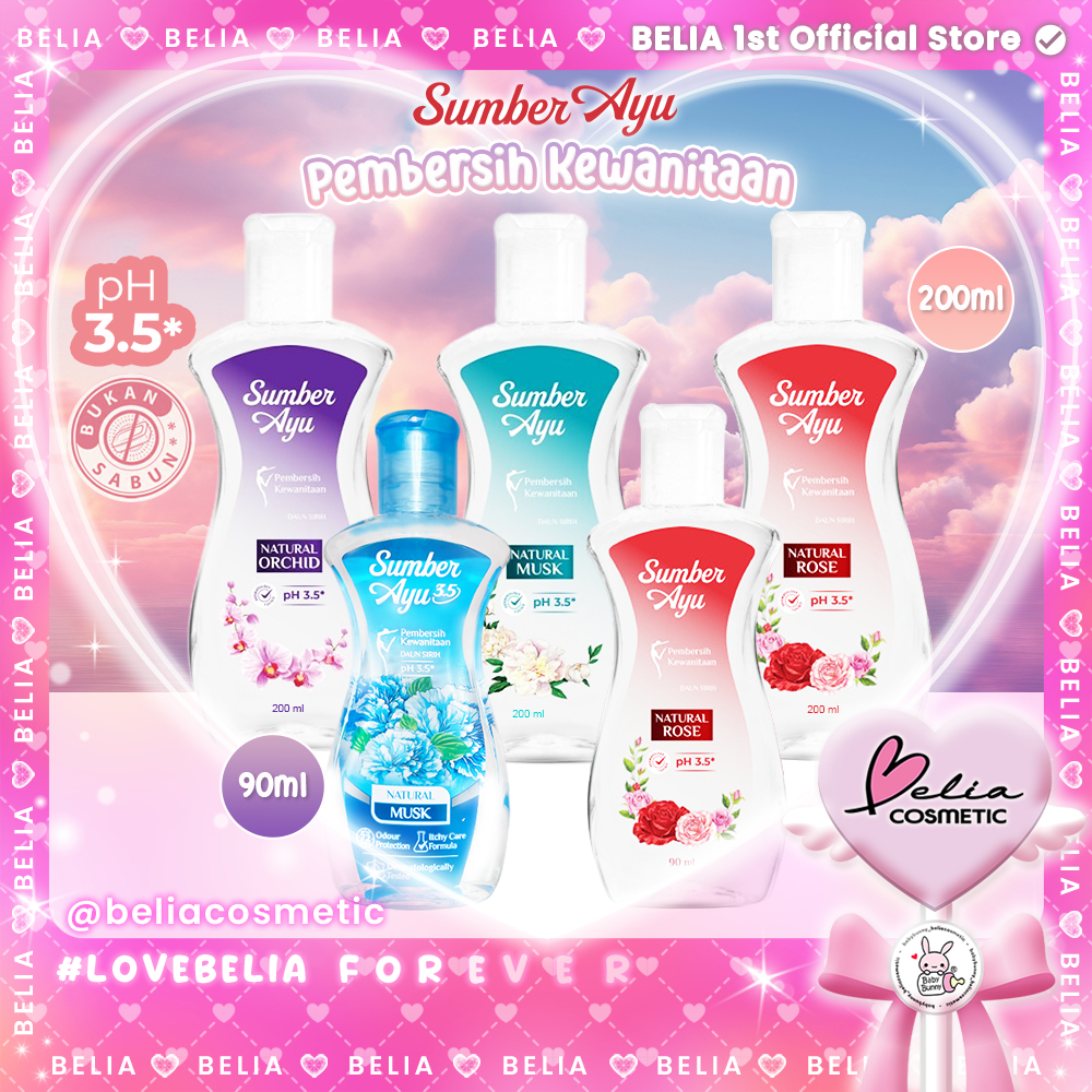 ™ BELIA ™ SUMBER AYU Pembersih Kewanitaan Daun Sirih pH3.5 Natural 200ml 90ml | Rose | Musk | Orchid