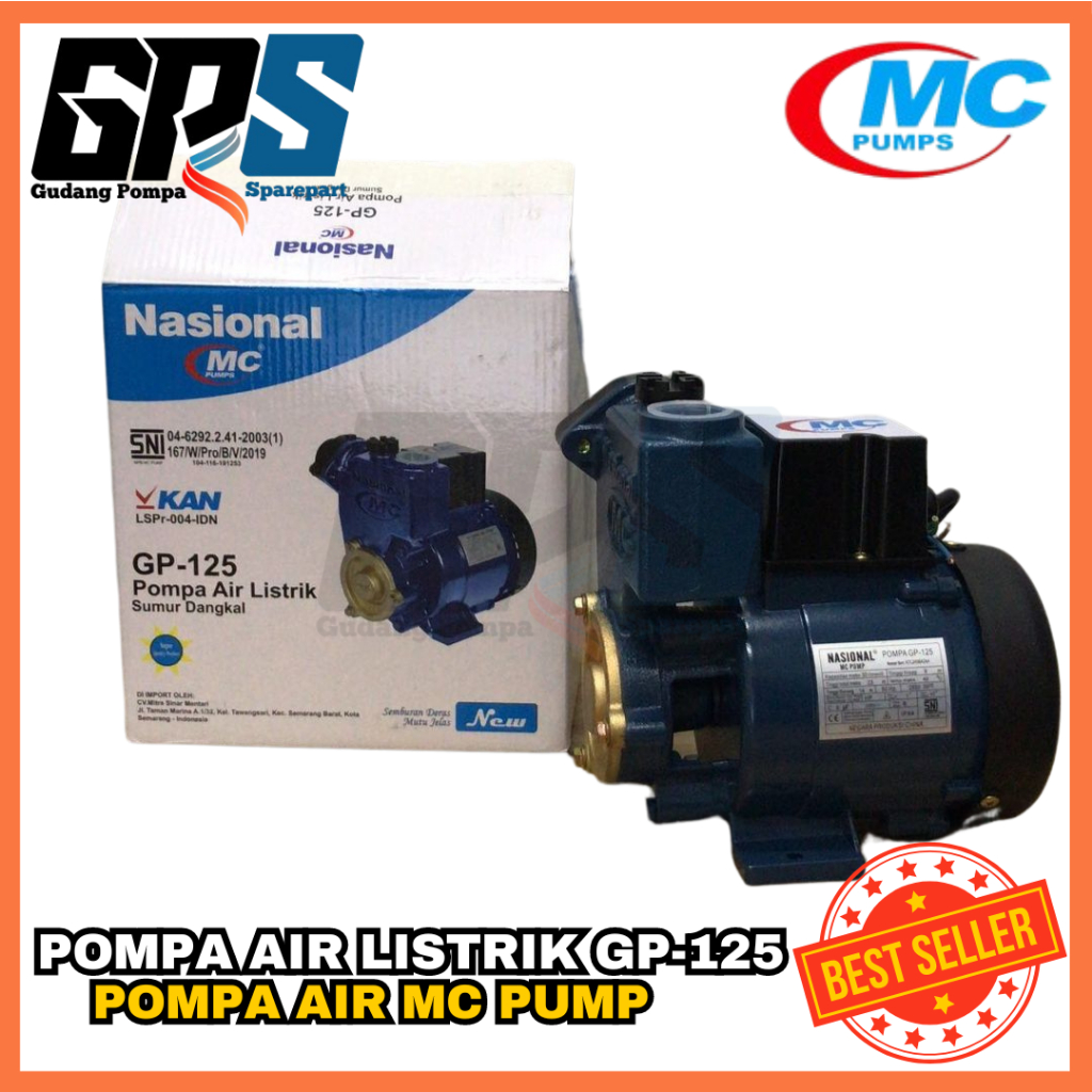 [POMPA AIR] POMPA LISTRIK SUMUR DANGKAL NASIONAL MC GP-125