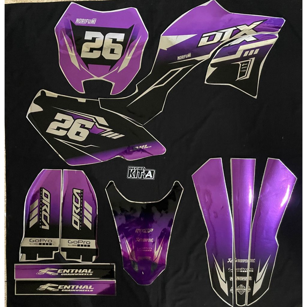Decal Stiker KLX Dtracker motif gradasi hitam ungu Stiker New Dtracker  Full Body