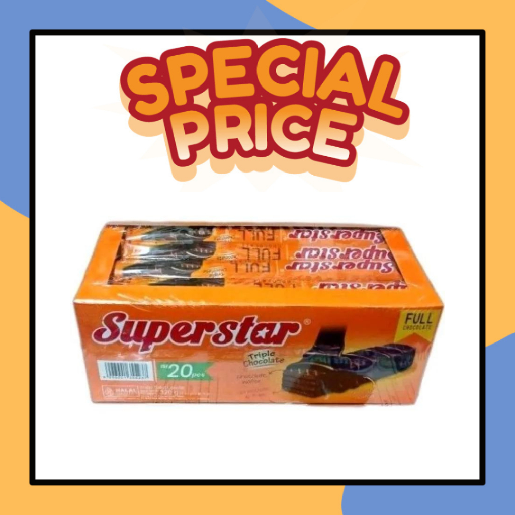 

Superstar BOX Isi 20 pcs 320gr Wafer Triple Choco Wafer Salut Coklat Krim Cokelat