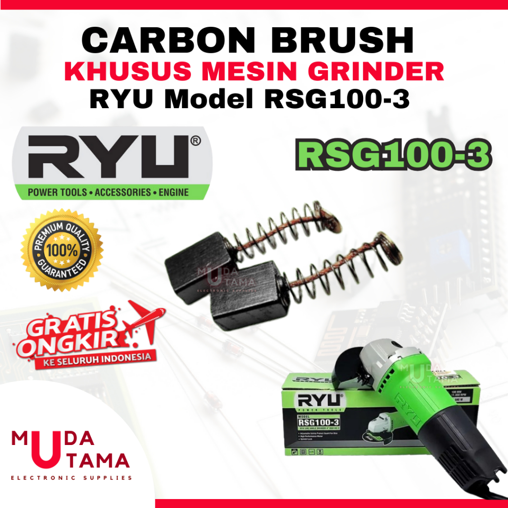 Kol Arang Gerinda RYU RSG100-3 ORIGINAL - Carbon Brush Grinder RYU RSG 100 3 - Kul Arang RYU RSG1003