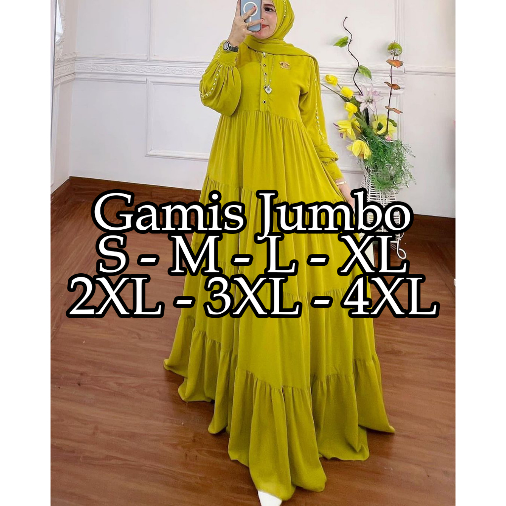 Gamis Kondangan Wanita Jumbo Dress Pesta Serena Dress Bahan Ceruty BabyDoll Gamis Putih Terbaru
