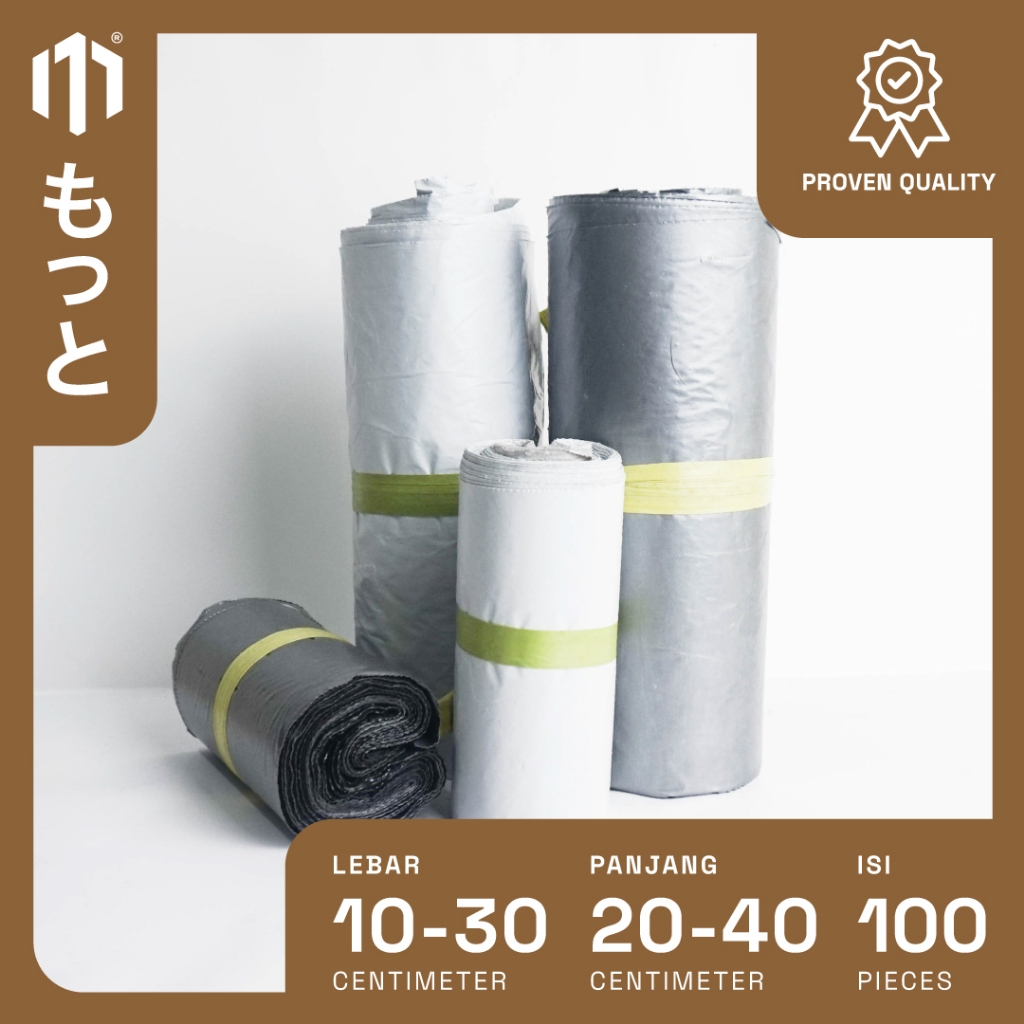 Plastik Polymailer Aneka Ukuran 10-30CM X 20-40CM Warna Silver / Putih - 1 Roll Isi 100 pcs - Plasti