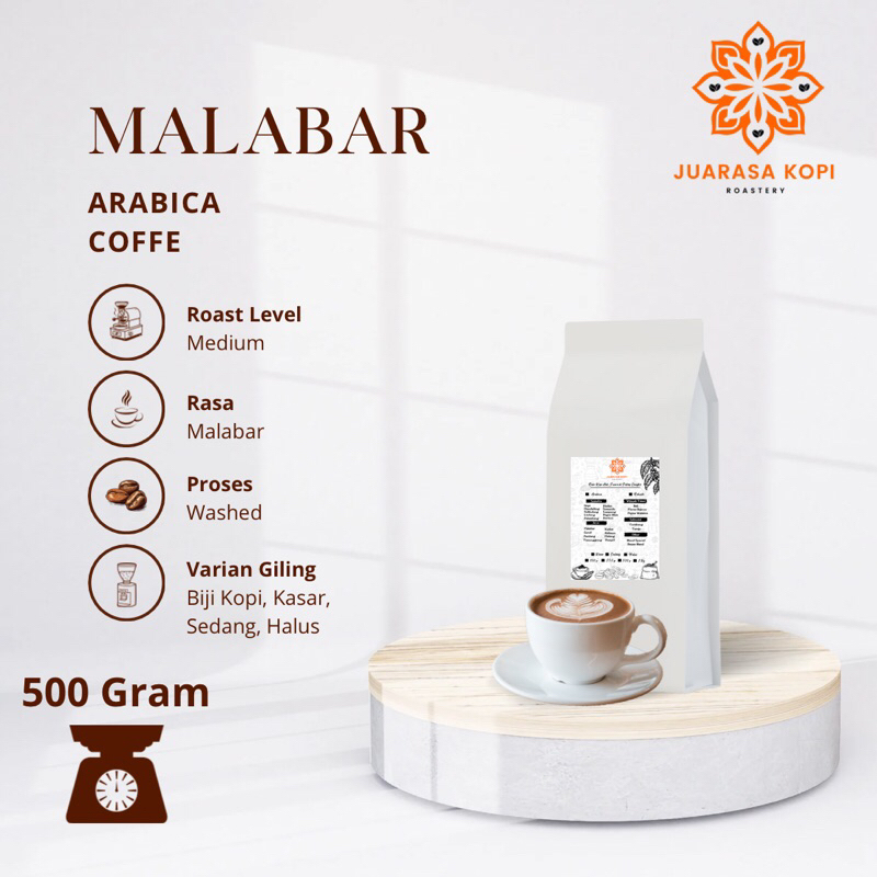 

Biji Kopi Bubuk Arabika Malabar Coffe Arabica Gilingan Murni 500gr