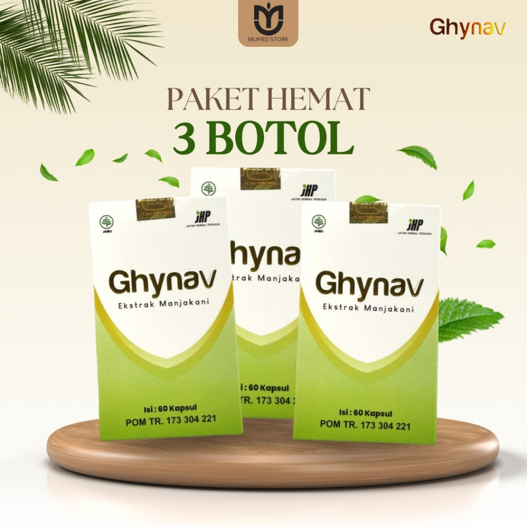 Paket Hemat 3 Botol GHYNAV Original 100% Herbal BPOM Obat Keputihan Perapat Miss V Keset Bebas Bau J