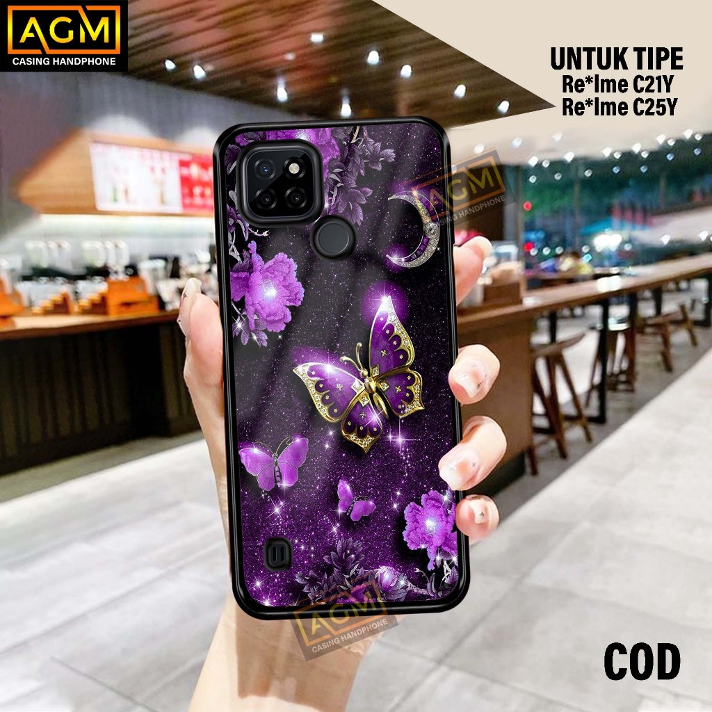 Case Realme C21Y / C25Y Terbaru Case kilau - New Case Glossy casing Hp Realme C25Y / C21Y [Kupu] - A