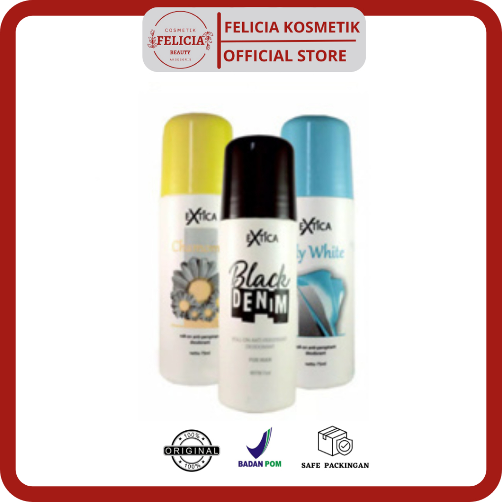 Extica Roll On Deodorant / deodoran Black Denim - Chamomile 75ML
