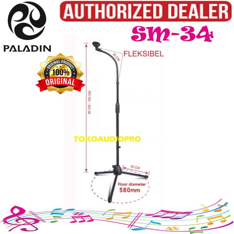 Stand Paladin Sm 34 Stand Microphone Paladin SM34 Stand Mic Tripod