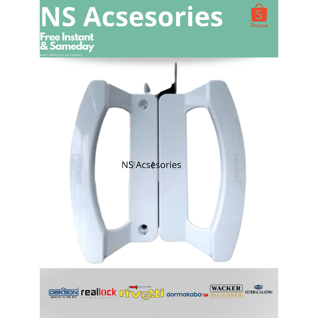 HANDLE DEKSON SLH XL80 Tarikan Pintu Aluminium Sliding Geser Putih
