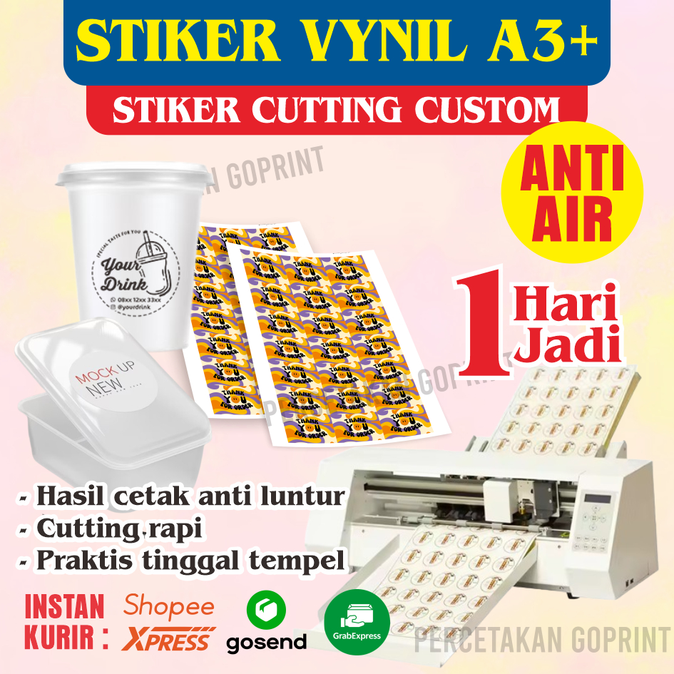 

Cetak Sticker label transparan vinyl putih cutting kiss cut anti air untuk botol frozen food