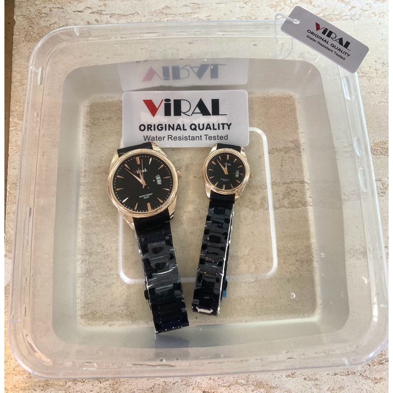 MERK VIRAL,,Jam Tangan Couple Viral Original WaterResist Tanggal Aktif