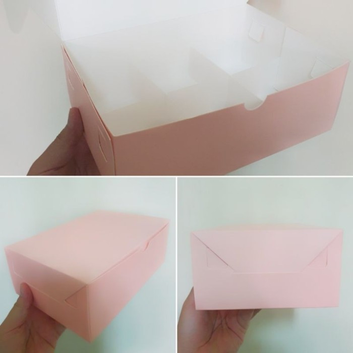 

10 pcs dus moci daifuku sekat muat isi 6 box packaging makanan uk 6 x 6 x 6 cm pink salem