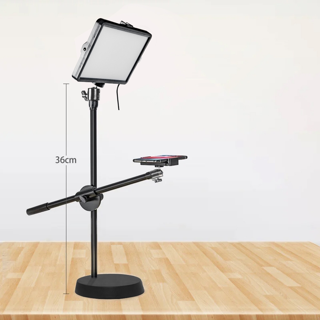 Overhead Tripod + LED Lampu Stand HP Meja Holder Phone Holder Bracket 360° Lampu Fotografi Holder HP