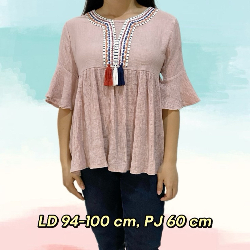 [PRELOVED] BLOUSE BABY DOLL DUSTY PINK PREMIUM