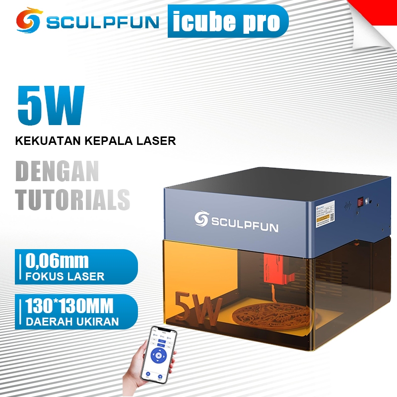 Mesin laser cutting kayu ⭐SCULPFUN icubepro⭐DIY Laser Engraving Machine 5W Kepala Laser