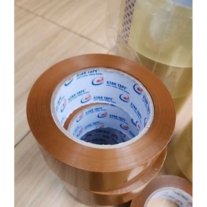 

Lakban fragile coklat bening star tape 45 mm 200 yard