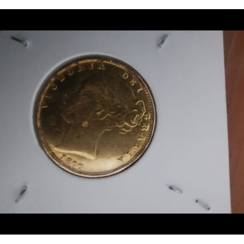 Koin Emas Australia 1 Sovereign 1877 Real Gold Coin