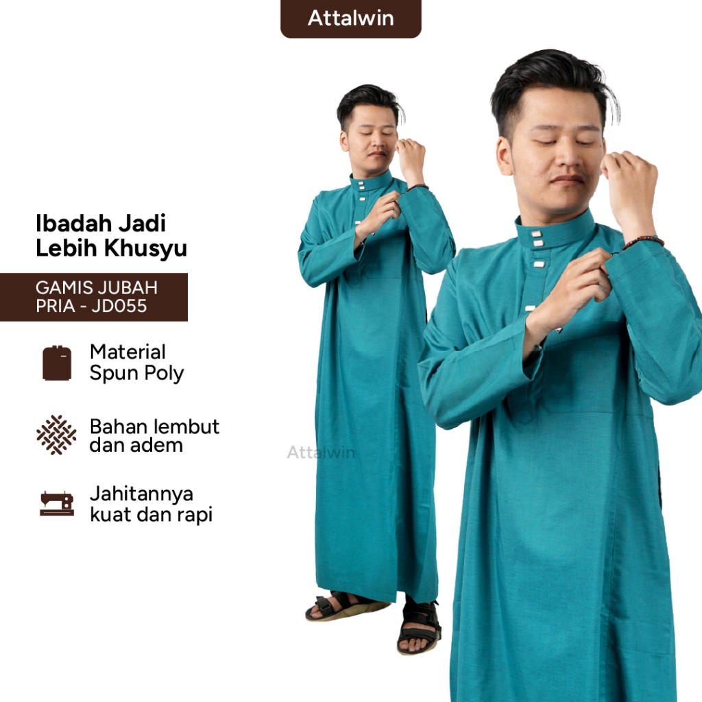 Jubah Pria Baju Muslim Gamis Panjang JD055 Spun Polly Fashionable Adem Size S - XXL By Attalwin