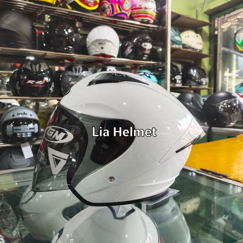 Helm Half Face GM G1 solid white / GM G1 polos putih original / Helm GM G1 original