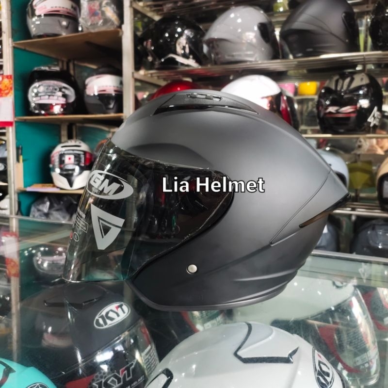 Helm Half Face GM G1 solid black doff / GM G1 polos hitam dop / Helm GM G1 original
