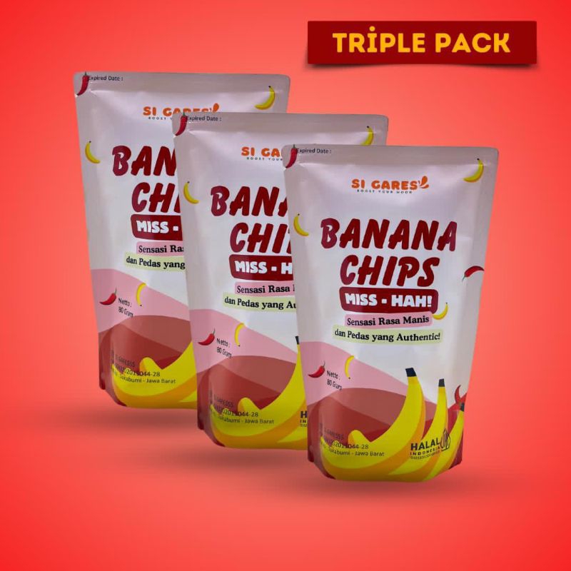 

SI GARES - Keripik pisang - Miss HAH (Triple Pack)