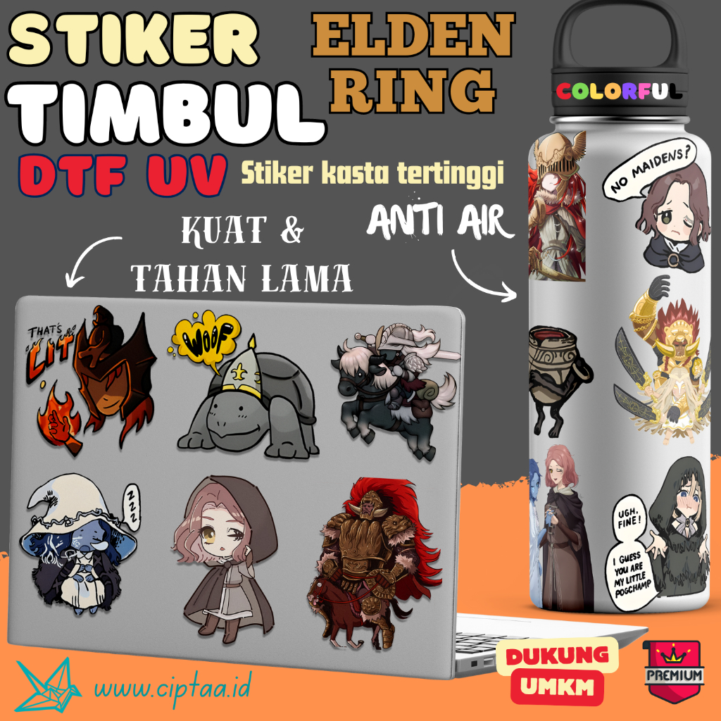 

Stiker Elden Ring - Sticker Timbul DTF UV - Stiker Pack - Stiker Kasta Tertinggi