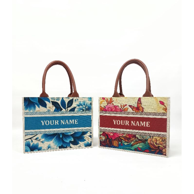 Tas Canvas printing custom nama TOTEBAG CANVAS printing motif  Custom nama UK 33*12*25
