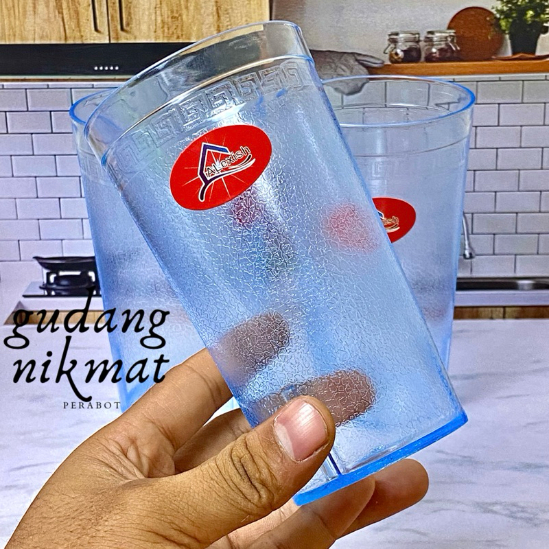 1 Lusin Gelas Mika Bening 600 ml, Gelas Plastik Mika Alexis