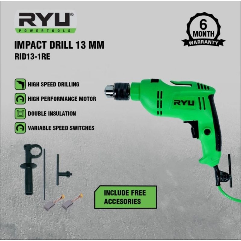 Bor tangan 13 mm Ryu / Bor beton / bor tembok