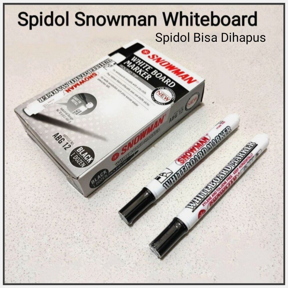 

Snowman Spidol Whiteboard Boardmarker Bisa Dihapus ABG12 warna Hitam