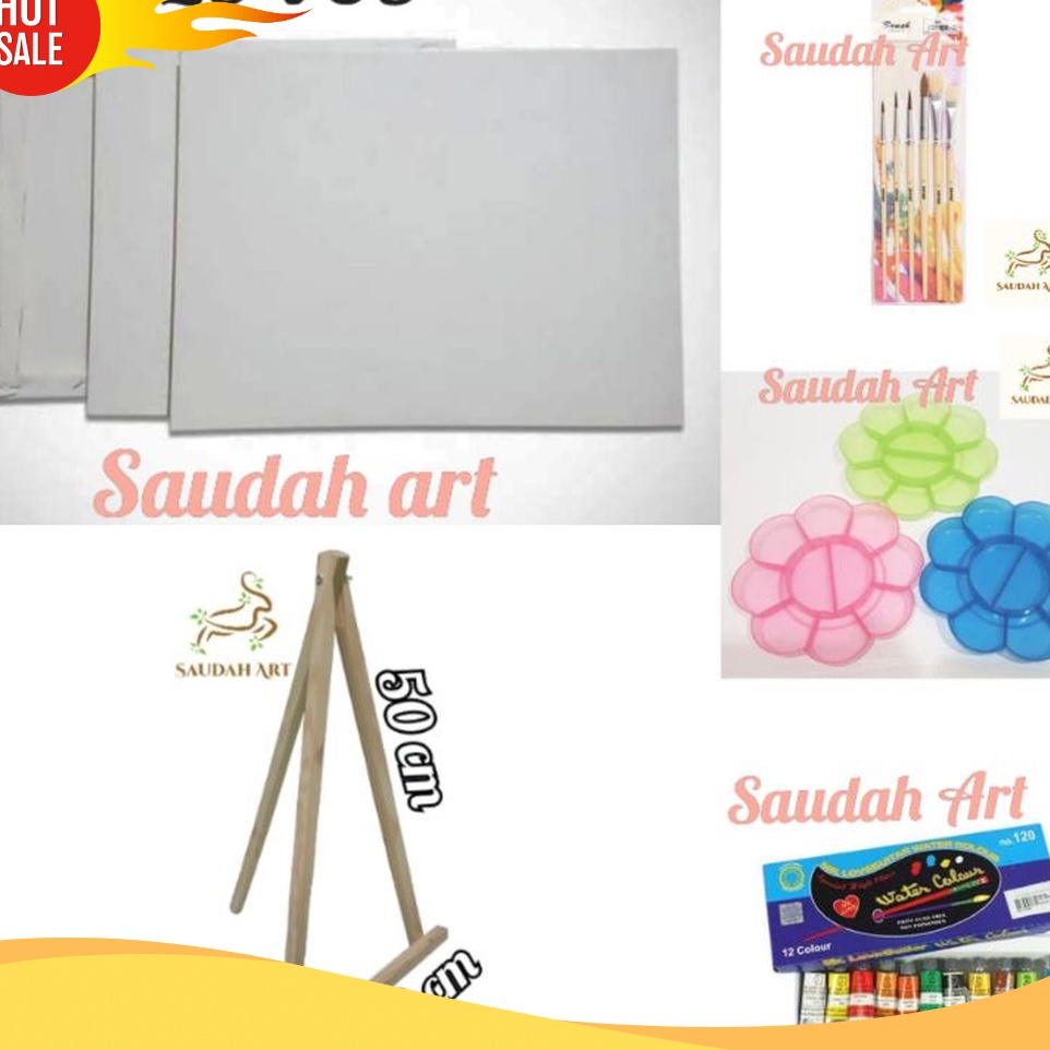 

EKSTRA PROMO Paket Lukis Lengkap kanvas 25x35kuaspaletcat aireasel 3x5