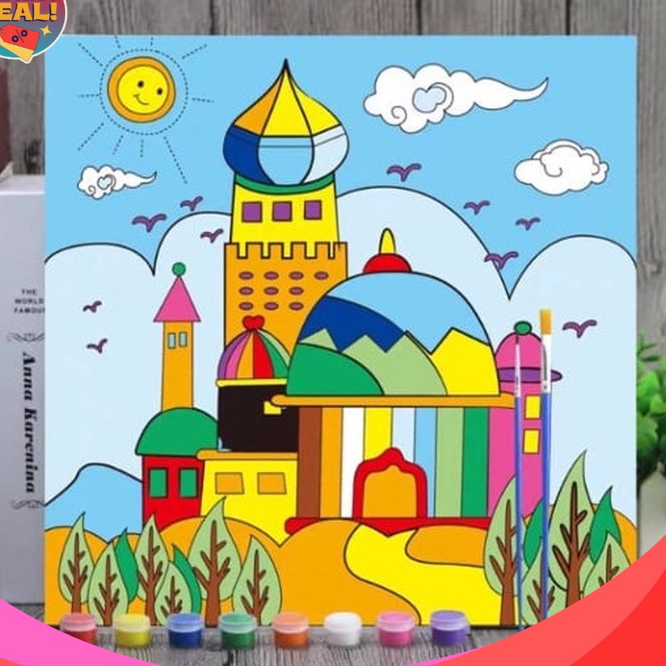 

HOT PROMO BS Kanvas Lukis 3x3cm Untuk Anak Canvas Painting For Kids Termasuk Cat Kuas Frame Kayu