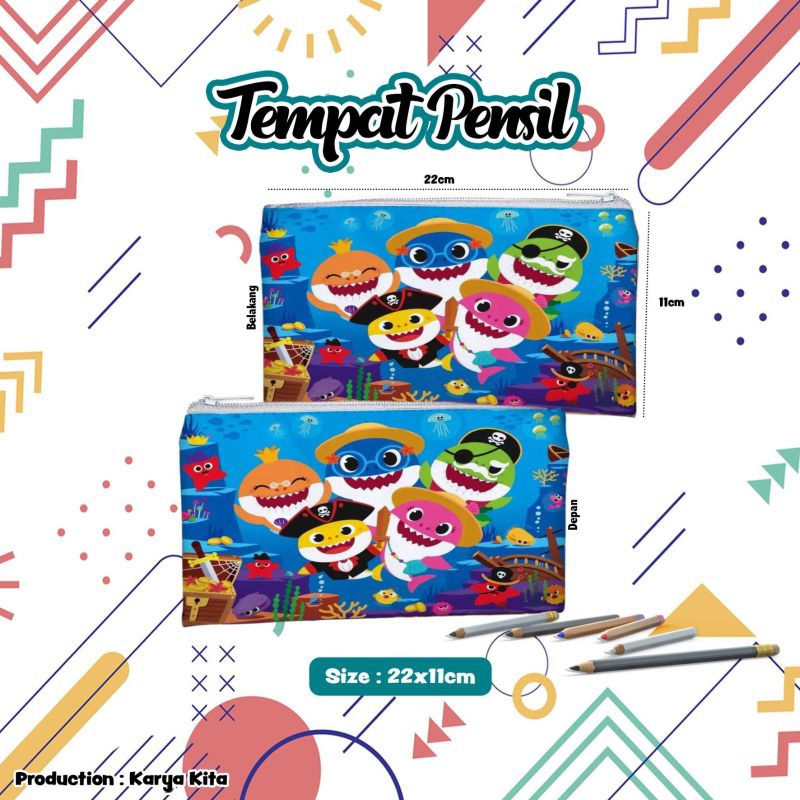 

tempat pensil/kotak pensil karakter anak BABY SHARK 05 bahan import kualitas premium