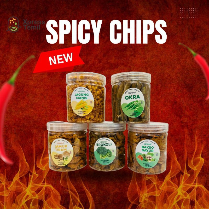 

Xpresstemil Keripik Sayur Pedas Dan Pedas Jeruk Purut Kemasan 600ml 300ml