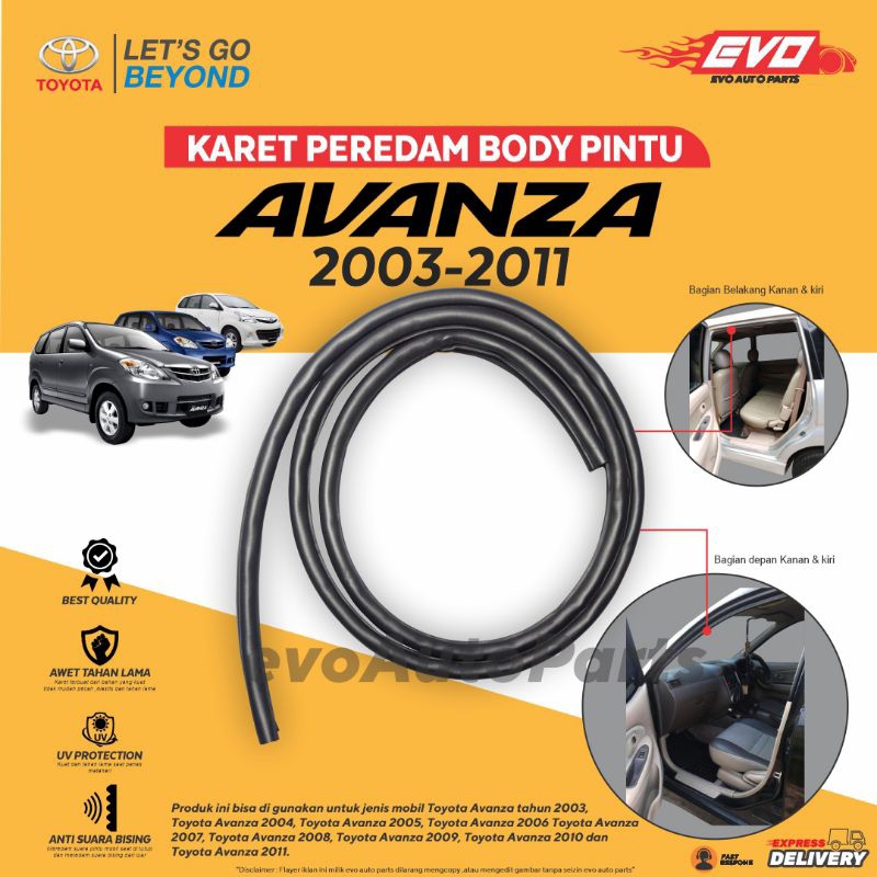 KARET BALON PEREDAM PINTU MOBIL BAGIAN BODY AVANZA / VELOZ / XENIA  2003-2011/2011-2014/2015-2019/20
