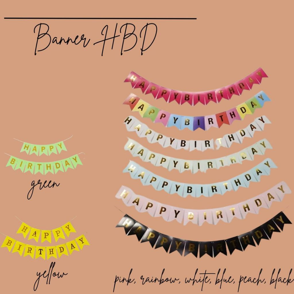 BENNER HAPPY BIRTHDAY FULL SET / BENNER ULANG TAHUN / BENNER DEKORASI / BUNTING FLAG ULANG TAHUN
