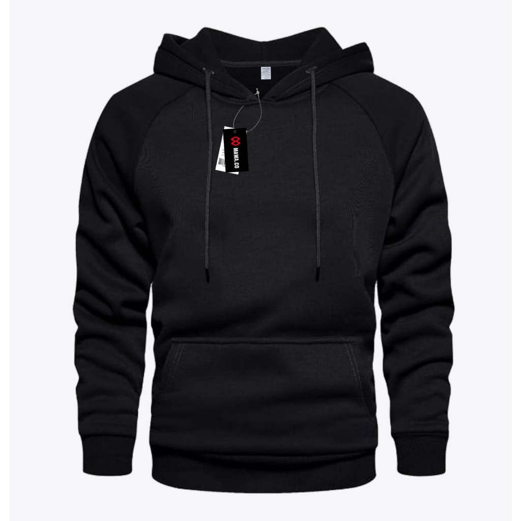 Mawa.co - Hoodie Tebal Polos Hitam