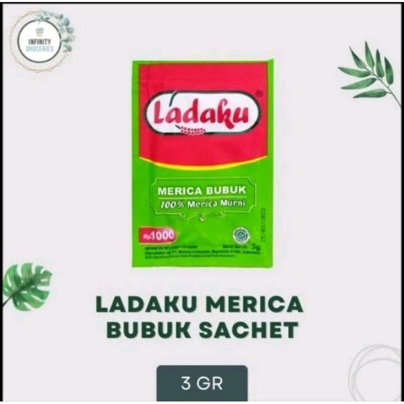 

ladaku merica bubuk 3gr sachet lada bumbu dapur masak masakan mrica mrico saset sacet murni pepper peper rempah makanan