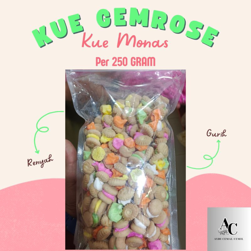 

KUE GEMROSE Warna Warni per 250 g / Kue Monas / Kue Kancing