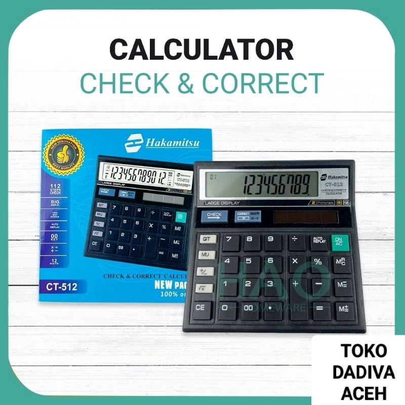 

Hakamitsu Kalkulator CT-512 12 Digit / Calculator Check & Correct Dual 2 Power