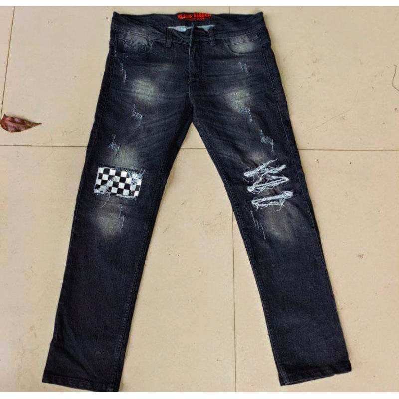 Celana Jeans Panjang Sobek Catur Celana Panjang Sobek Pria Celana Jeans Panjang Sobek Lutut