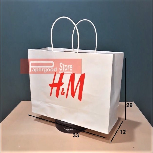 

Paper bag HnM landscape putih 2 sisi