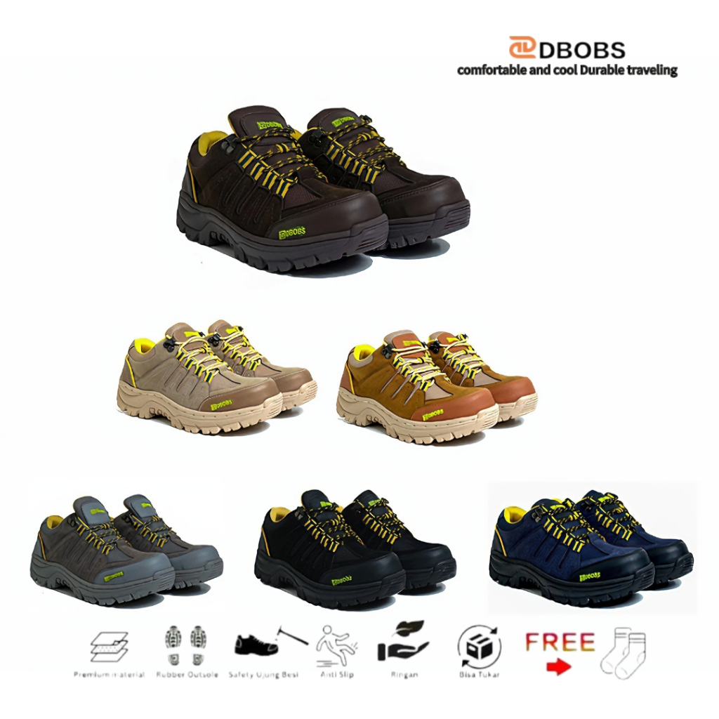 SEPATU SAFETY TOURING HIKING OUTDOOR UJUNG BESI DBOBS HUXLEY RINGAN DIPAKAI BEST SELLER